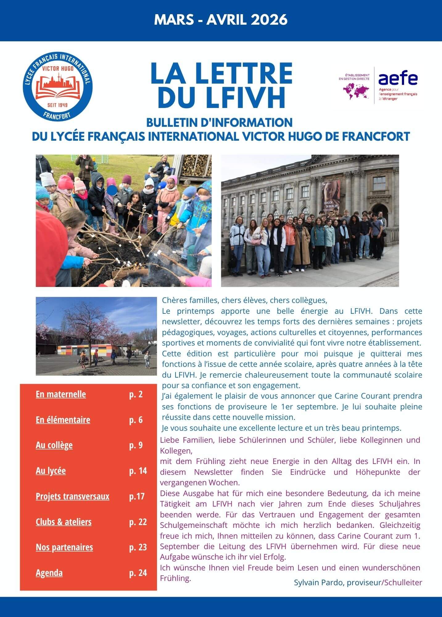 couverture de la lettre du LFIVH pour mars et avril 2026